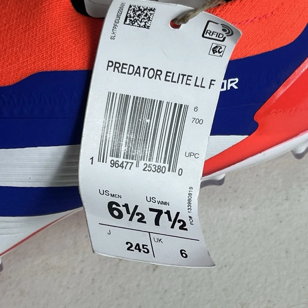 Adidas  Predator Elite Laceless FG Soccer Cleats Men Size 6.5 / Women Size‎ 7.5